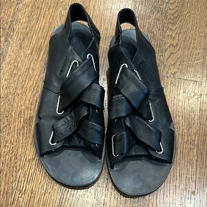 Rag & Bone 
Black Leather Sandals with Buckle Detail